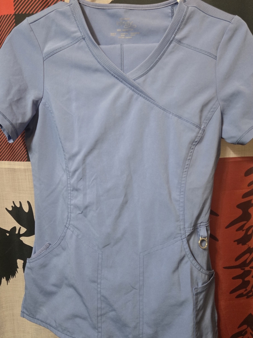 Trinity Lite by Cherokee Women's Light Blue V-Neck Scrub Top and Bottoms - Picture 1 of 2